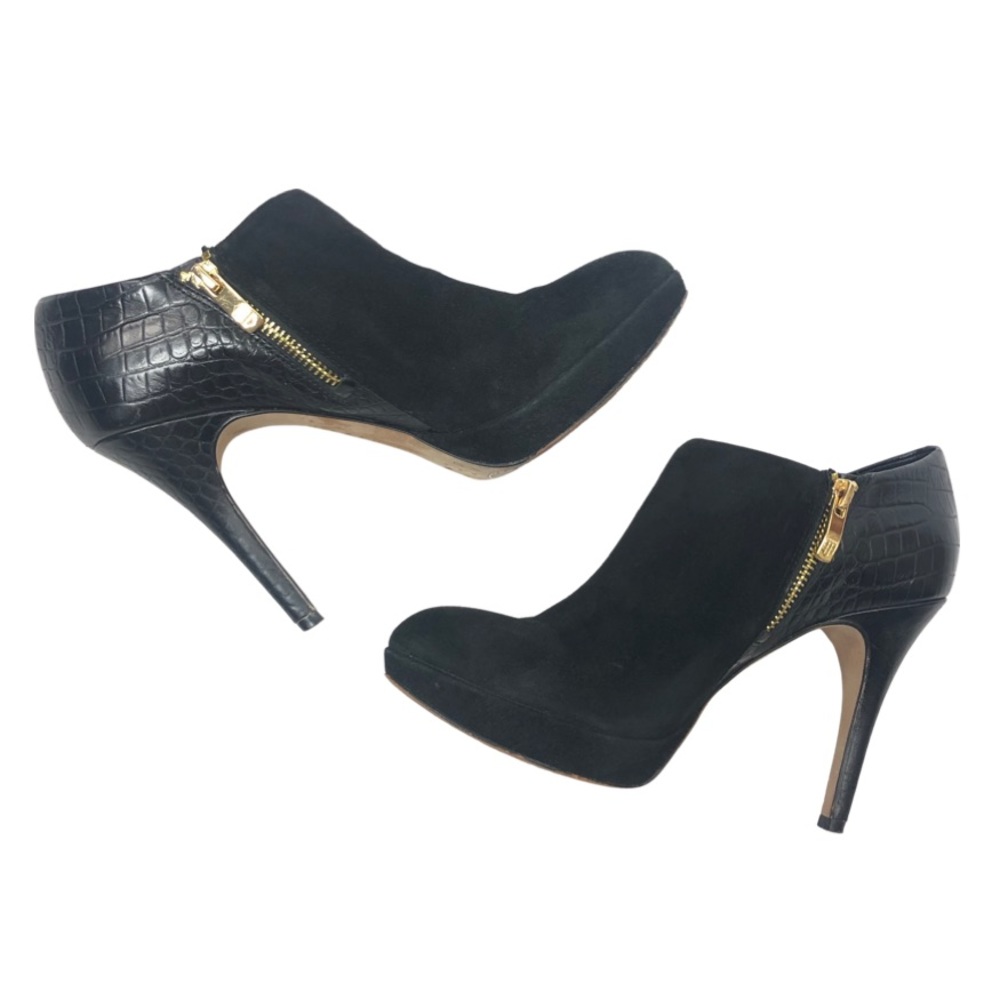 Vince Camuto Elvin Platform Suede and Crocodile Heel Booties